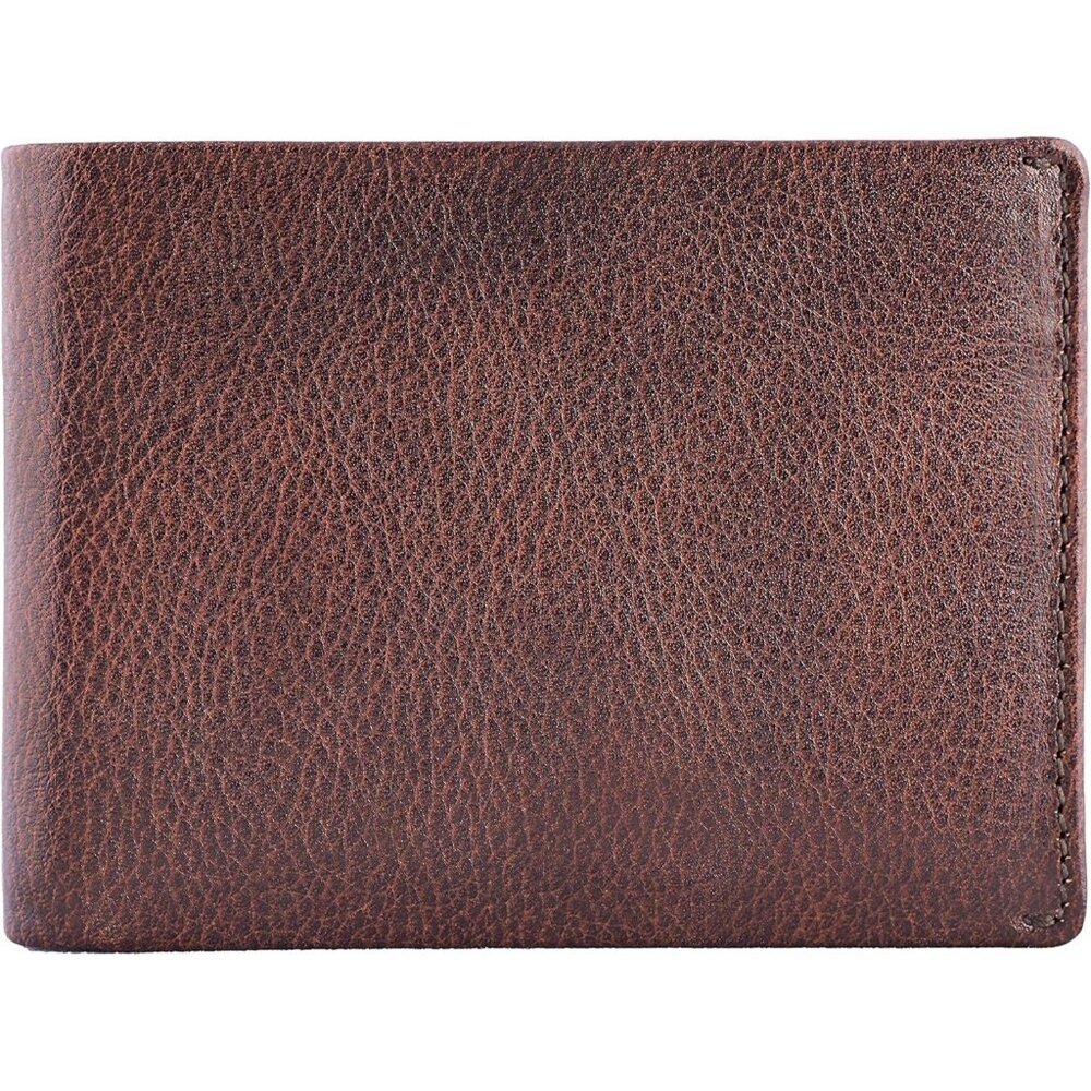 Men's Gemini Brown Travel Leather Bifold Wallet Card Top Slip Flip Pockets